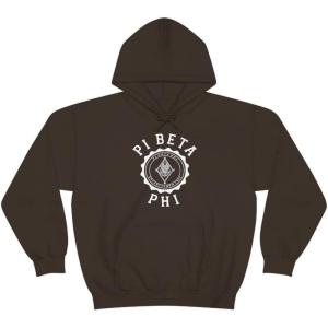 Greekgear Pi Beta Phi Unisex College Seal Hoodie Small Black(Dark Chocolate)