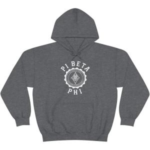 Greekgear Pi Beta Phi Unisex College Seal Hoodie Small Black(Dark Heather)