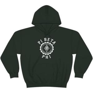 Greekgear Pi Beta Phi Unisex College Seal Hoodie Small Black(Forest Green)
