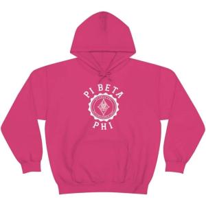 Greekgear Pi Beta Phi Unisex College Seal Hoodie Small Black(Heliconia)