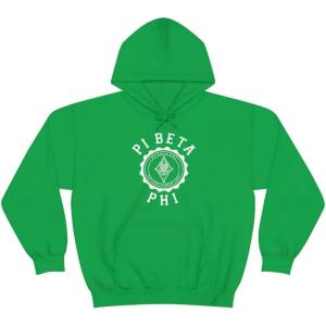 Greekgear Pi Beta Phi Unisex College Seal Hoodie Small Black(Irish Green)