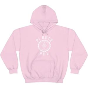 Greekgear Pi Beta Phi Unisex College Seal Hoodie Small Black(Light Pink)