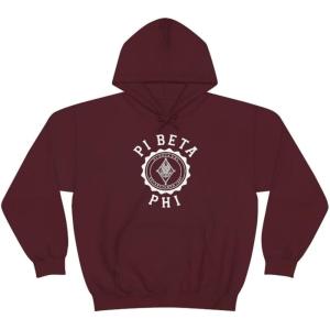 Greekgear Pi Beta Phi Unisex College Seal Hoodie Small Black(Maroon)