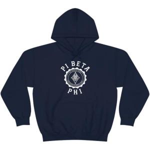 Greekgear Pi Beta Phi Unisex College Seal Hoodie Small Black(Navy)