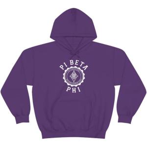 Greekgear Pi Beta Phi Unisex College Seal Hoodie Small Black(Purple)