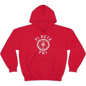 Greekgear Pi Beta Phi Unisex College Seal Hoodie Small Black(Red)