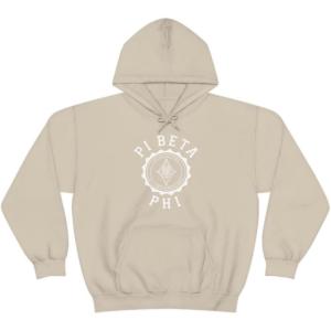 Greekgear Pi Beta Phi Unisex College Seal Hoodie Small Black(Sand)