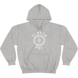 Greekgear Pi Beta Phi Unisex College Seal Hoodie Small Black(Sport Grey)