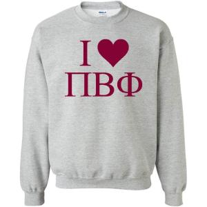 I Love Pi Beta Phi Crewneck Sweatshirt(Light Grey)