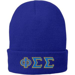 Phi Sigma Sigma Big Greek Lettered Knit Cap(Royal Blue)