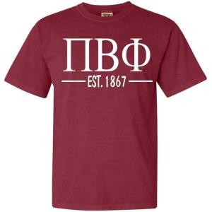 Pi Beta Phi Custom Greek Lettered Short Sleeve T-Shirt(Brick)