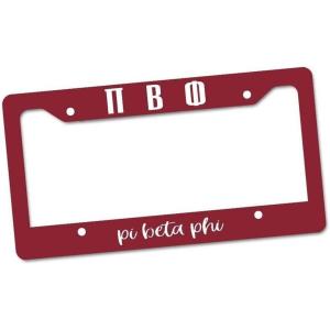 Pi Beta Phi Custom License Plate Frame Maroon