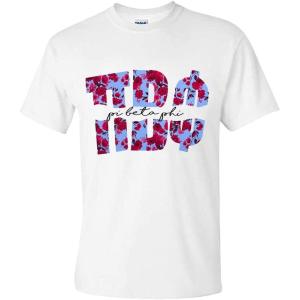 Pi Beta Phi Floral Big Lettered T-Shirt(White)