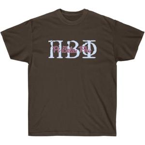 Pi Beta Phi Greek Type Cotton Tee(Dark Chocolate)