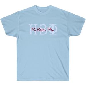 Pi Beta Phi Greek Type Cotton Tee(Light Blue)