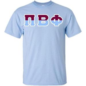 Pi Beta Phi Two Tone Greek Lettered T-Shirt(Light Blue)