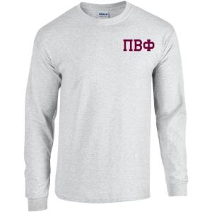 Pi Beta Phi World Famous Crest Long Sleeve T-Shirt(Light Grey)
