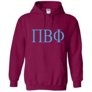 Pi Beta Phi World Famous Greek Hoodie – Maroon with Light Blue Imprint(Maroon)
