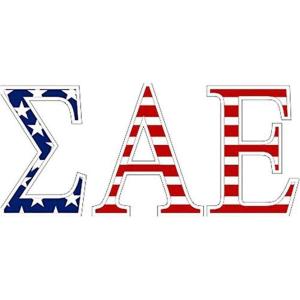 Sigma Alpha Epsilon SAE American Flag Greek Letter Sticker-2.5″ Tall