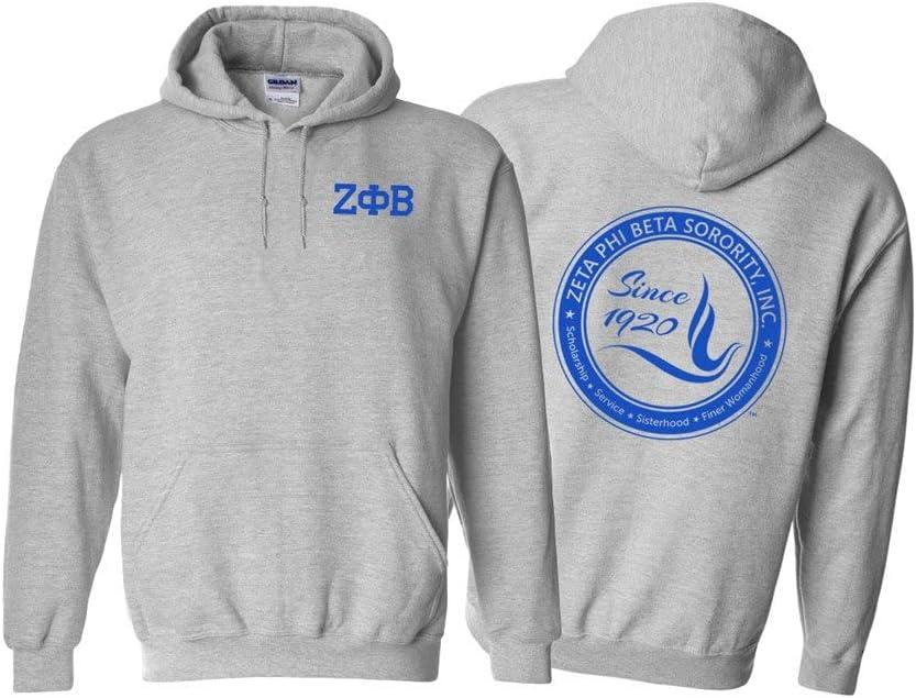 imageGreekgear Zeta Phi Beta World Famous Crest Shield Printed Hooded SweatshirtLight Grey