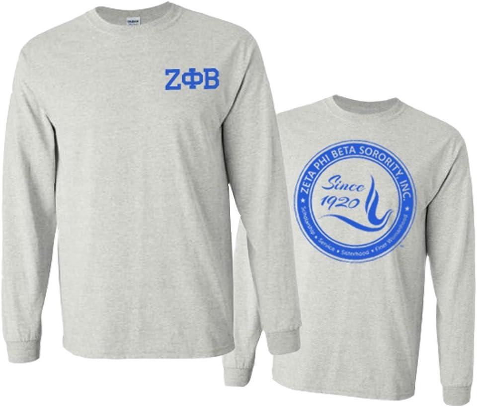 imageZeta Phi Beta Sorority WorldFamous Crest LongSleeve Womens TShirtLight Grey