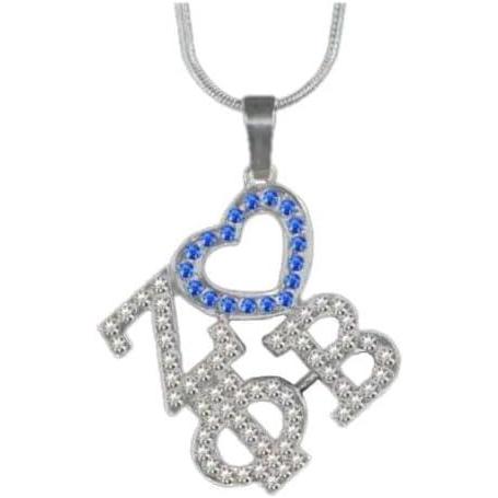 imageGreekgear Zeta Phi Beta Color Crystal Heart Necklace
