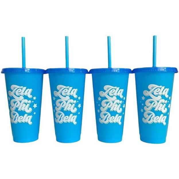 imageGreekgear Zeta Phi Beta Glitter Color Changing Cup 4Pack