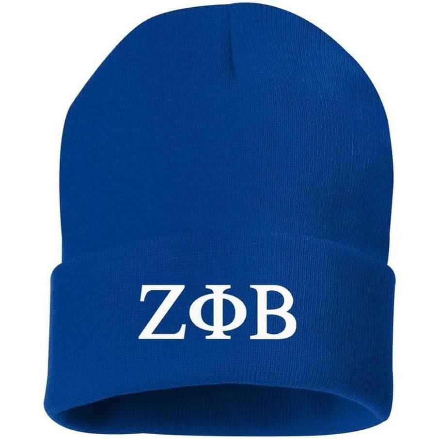 imageGreekgear Zeta Phi Beta Greek Letter Knit Cap Royal Blue