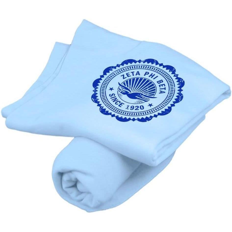 imageGreekgear Zeta Phi Beta Old School Seal Sweatshirt Blanket Light Blue
