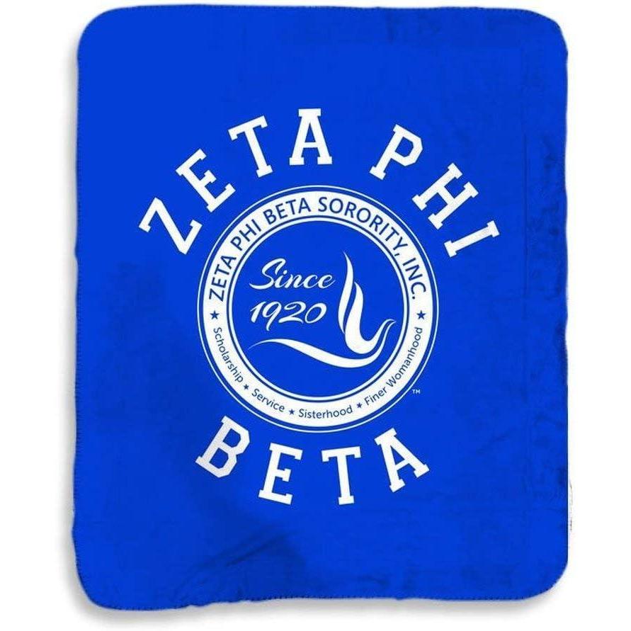 imageGreekgear Zeta Phi Beta Seal Sherpa Lap Blanket Royal Blue