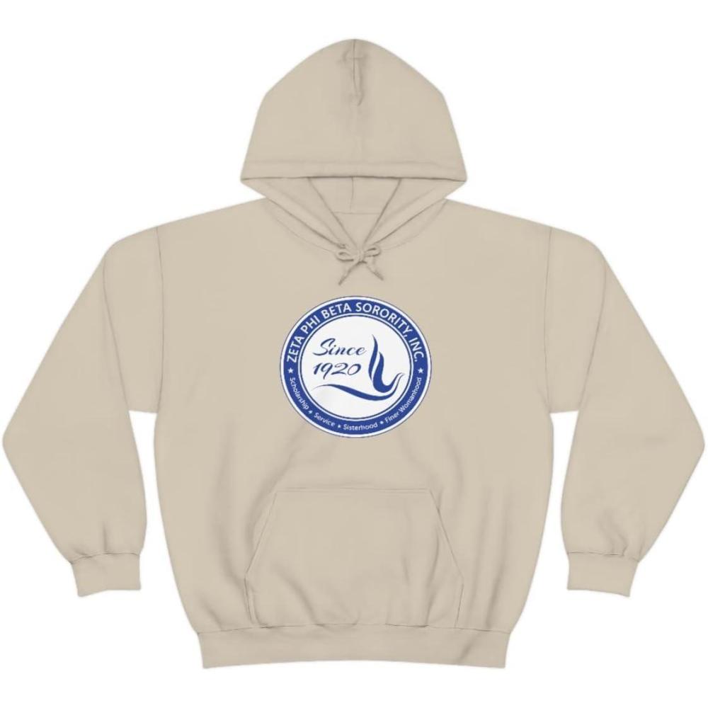 imageGreekgear Zeta Phi Beta Unisex College Seal HoodieSand