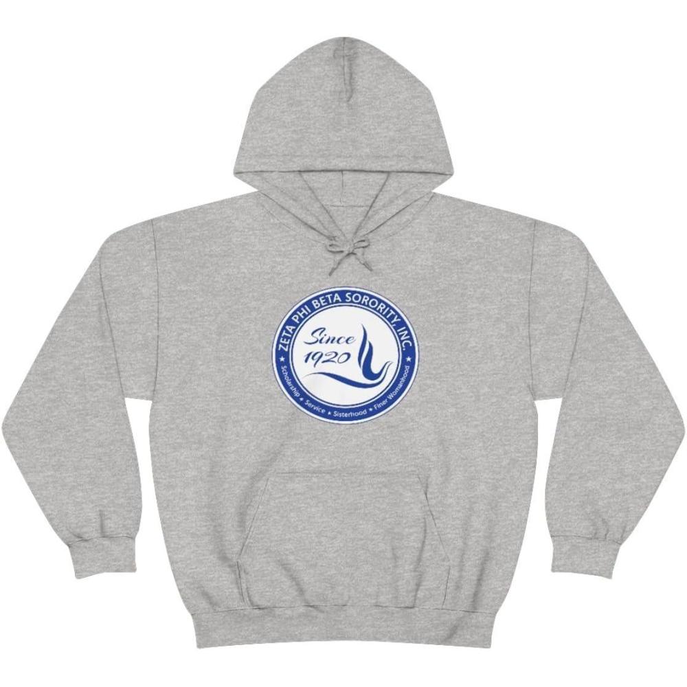 imageGreekgear Zeta Phi Beta Unisex College Seal HoodieSport Grey