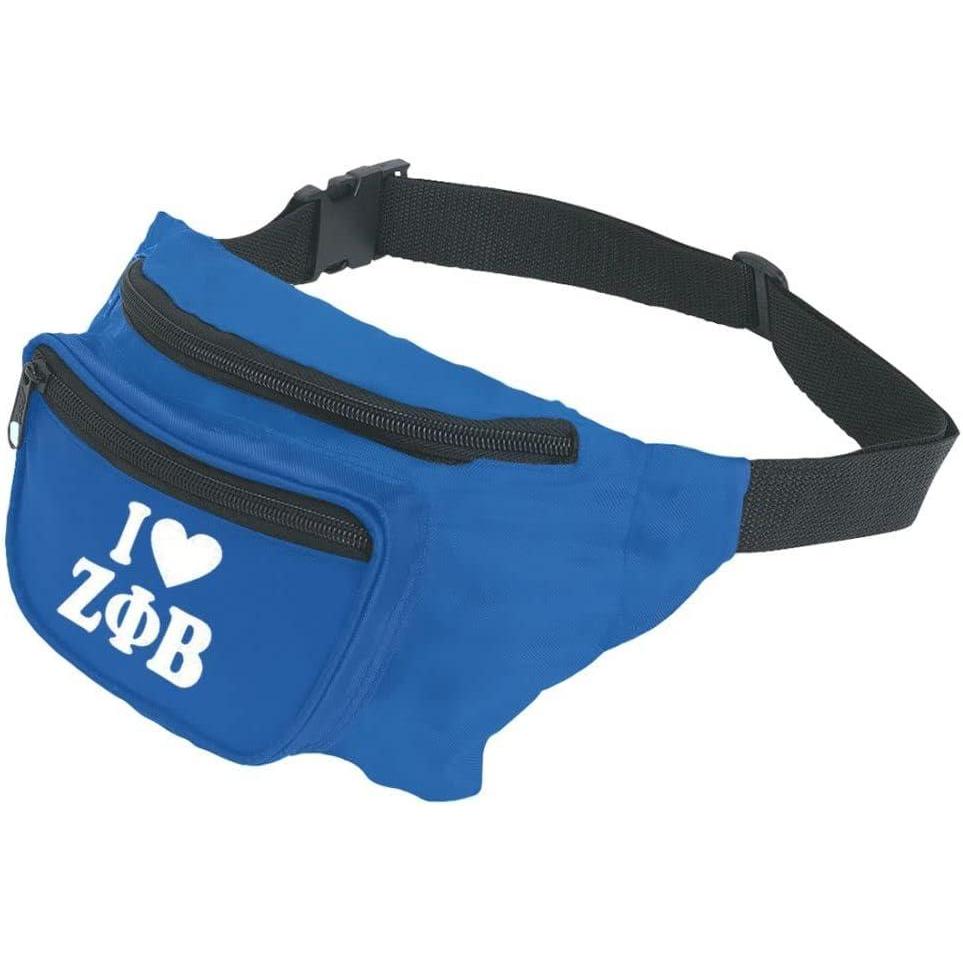imageI Heart Zeta Phi Beta Sorority Fanny Pack Royal Blue wWhite Imprint ColorRoyal Blue wWhite