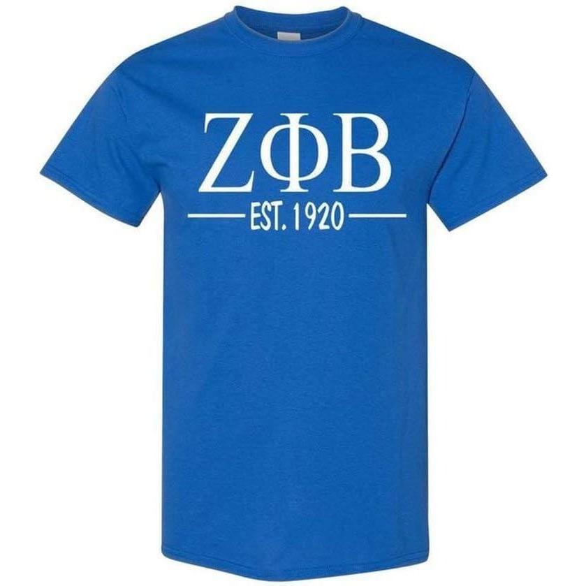 imageZeta Phi Beta Custom Greek Lettered Short Sleeve TShirtRoyal Blue