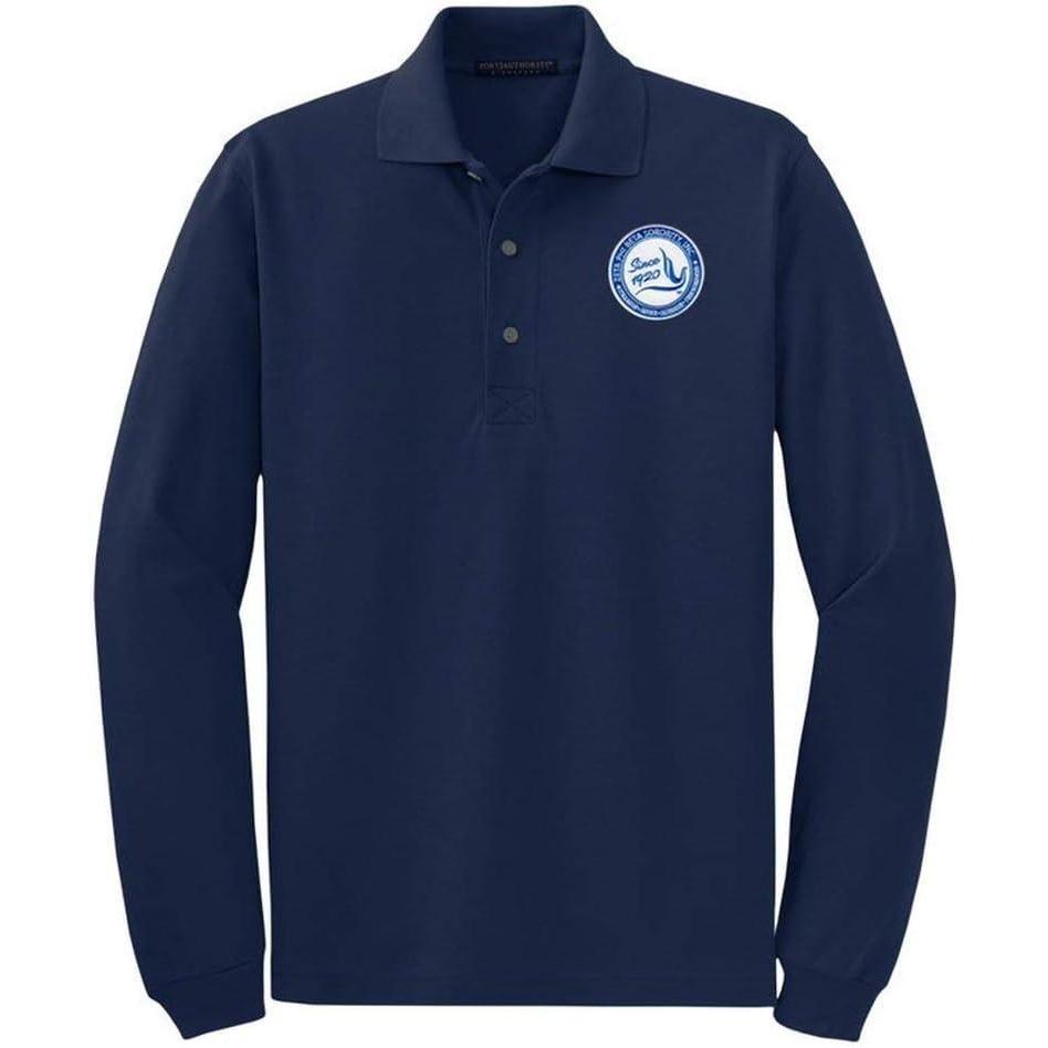 imageZeta Phi Beta Since Emblem Long Sleeve PoloNavy Blue