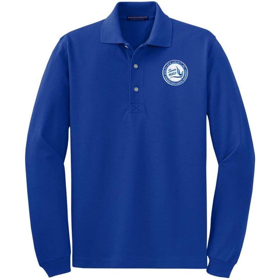 imageZeta Phi Beta Since Emblem Long Sleeve PoloRoyal Blue