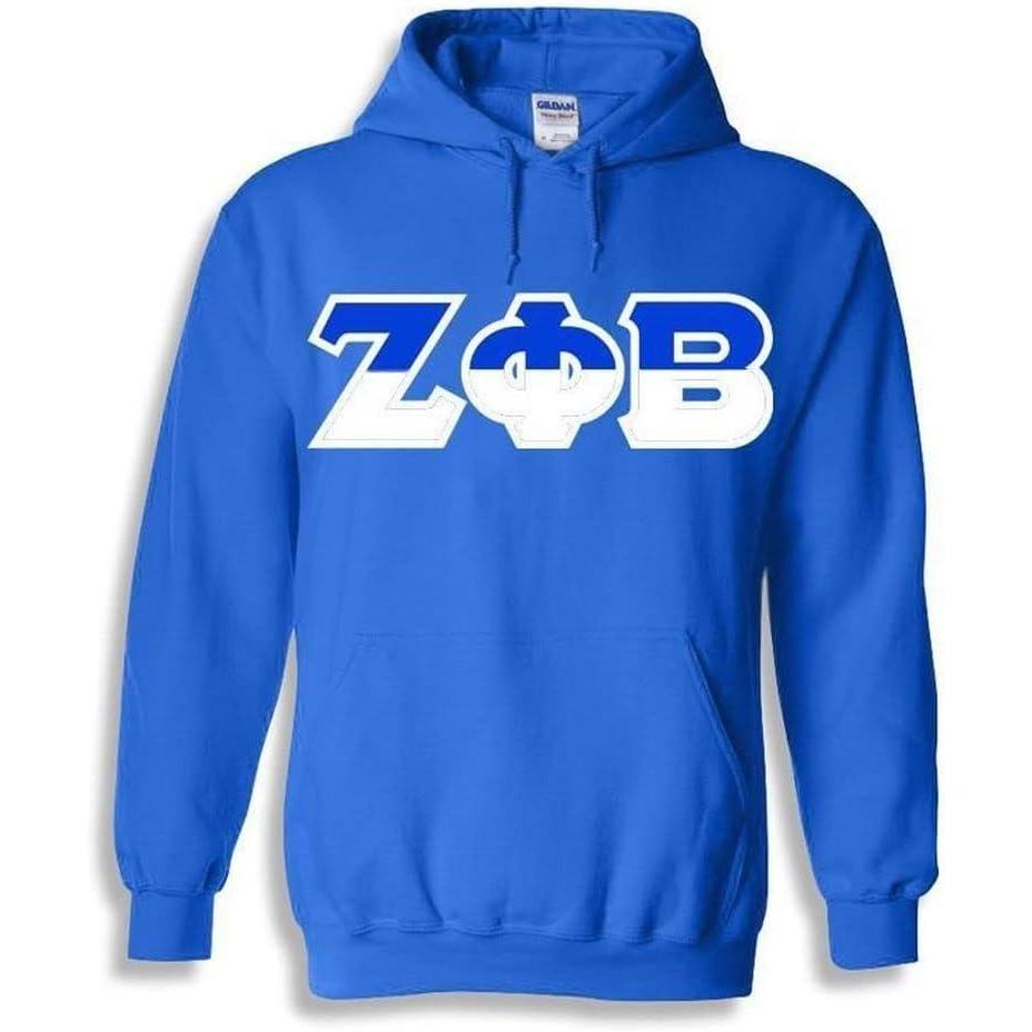 imageZeta Phi Beta Two Tone Greek Lettered Hooded SweatshirtRoyal Blue