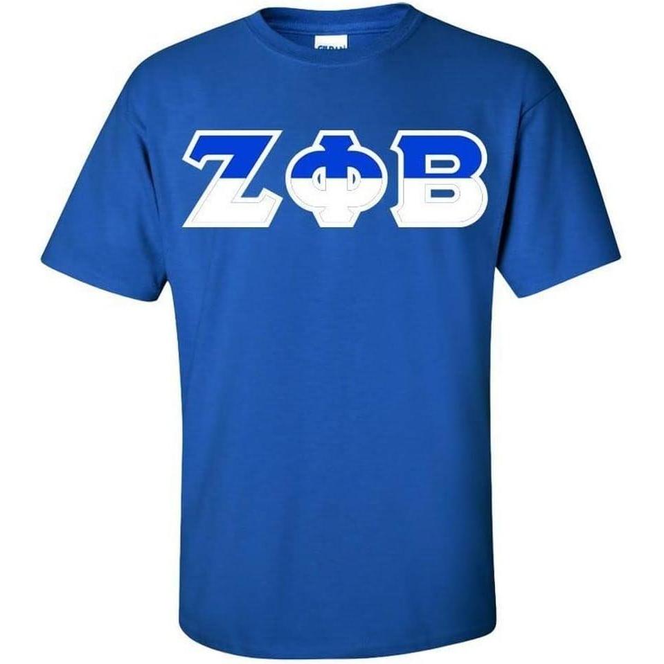 imageZeta Phi Beta Two Tone Greek Lettered TShirtRoyal Blue