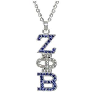 Greekgear Zeta Phi Beta Austrian Crystal Pendant Silver