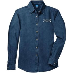 Greekgear Zeta Phi Beta Denim Shirt(Blue Jean)