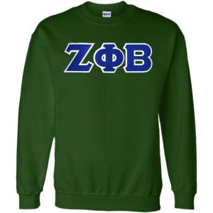 Greekgear Zeta Phi Beta Lettered Crewneck(Forest Green)