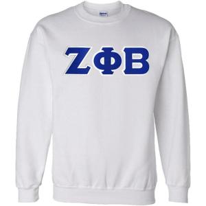 Greekgear Zeta Phi Beta Lettered Crewneck(White)
