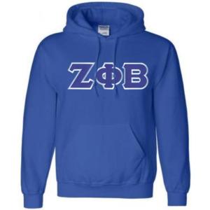 Greekgear Zeta Phi Beta Lettered Hooded Sweatshirt(Royal Blue)