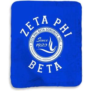 Greekgear Zeta Phi Beta Seal Sherpa Lap Blanket Royal Blue