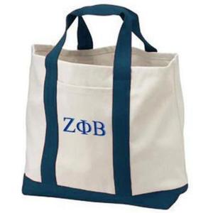 Greekgear Zeta Phi Beta Tote – 2 Tone Navy Blue