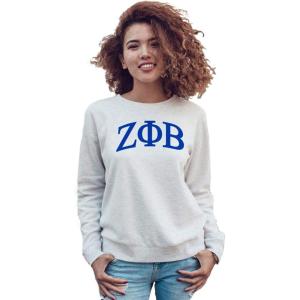 Zeta Phi Beta Arched Greek Lettered Crewneck Sweatshirt(Light Grey)