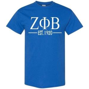 Zeta Phi Beta Custom Greek Lettered Short Sleeve T-Shirt(Royal Blue)