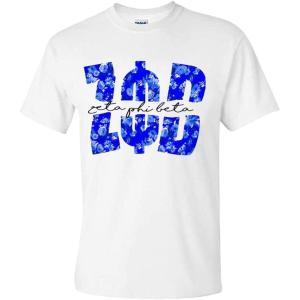 Zeta Phi Beta Floral Big Lettered T-Shirt(White)
