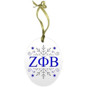 Zeta Phi Beta Holiday Color Snowflake Glass Christmas Ornament