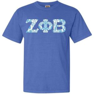 Zeta Phi Beta Lettered Greek Short Sleeve T-Shirt(Neon Blue)